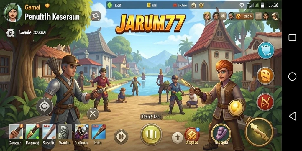 Tampilan seru gameplay JARUM77 dalam suasana santai.