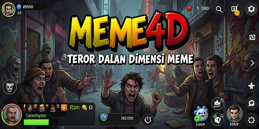 Screenshot gameplay dari <strong>MEME4D</strong> menunjukkan suasana horor yang menegangkan.