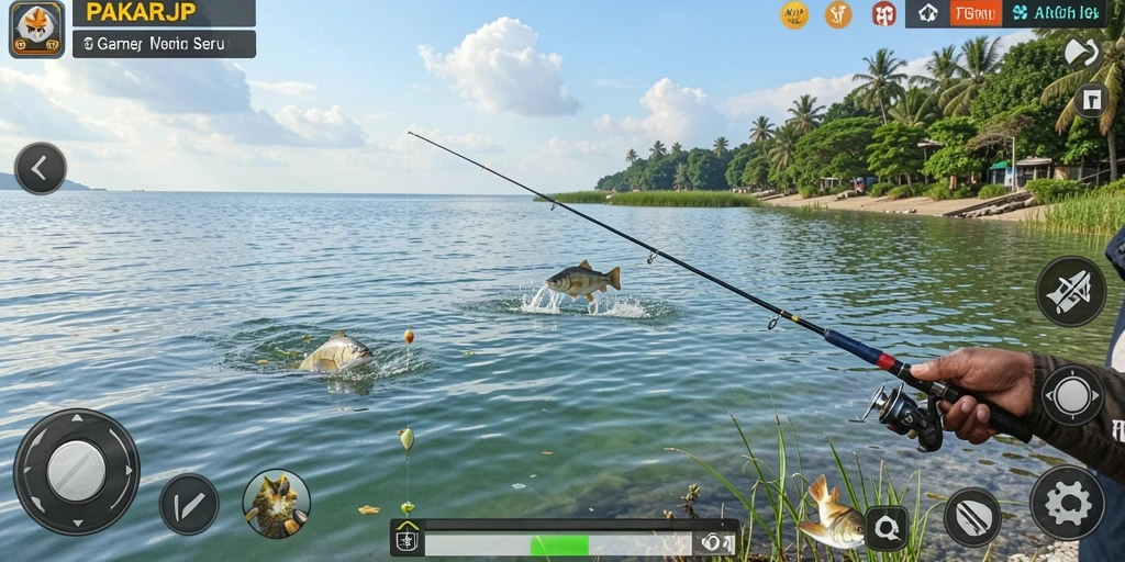 Tangkapan ikan besar di PAKARJP saat gameplay Fishing.