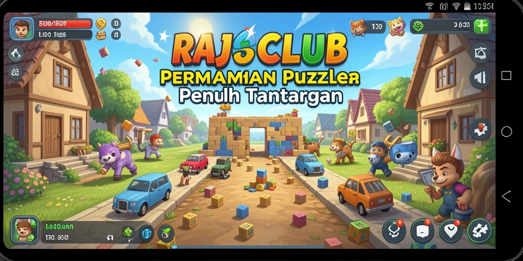 Tampilan gameplay menantang di RAJACLUB dengan berbagai teka-teki.