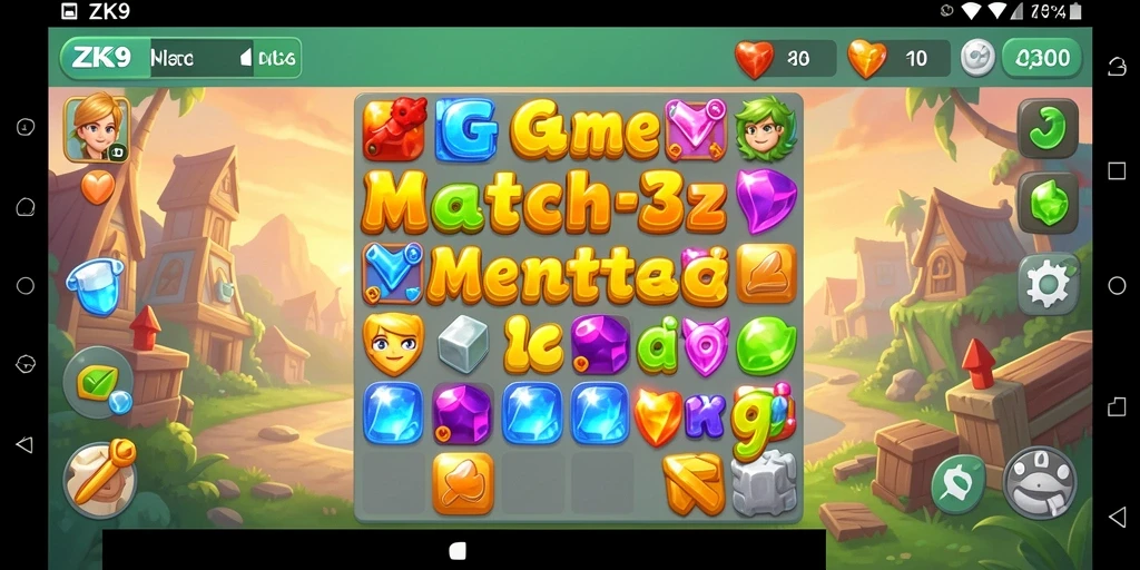 Tampilan gameplay ZK9 yang seru dan menantang di dunia Match-3.